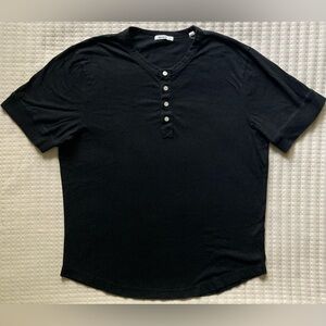 Buck Mason Short Sleeve Black Henley Shirt Mens Large Jersey Cotton Tee Classic